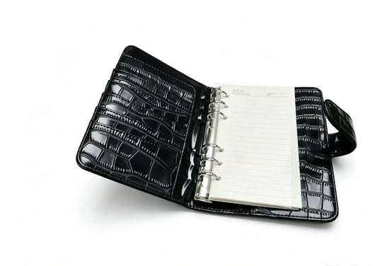 Luxury Crocodile Pattern Leather Notebook with Strap