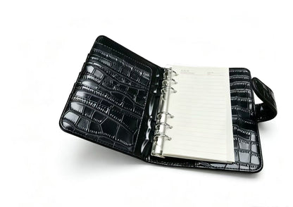 Luxury Crocodile Pattern Leather Notebook with Strap