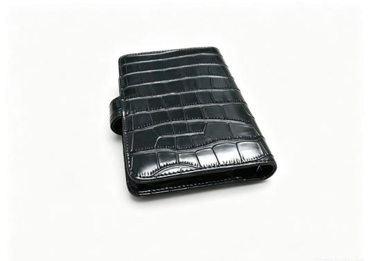 Luxury Crocodile Pattern Leather Notebook with Strap