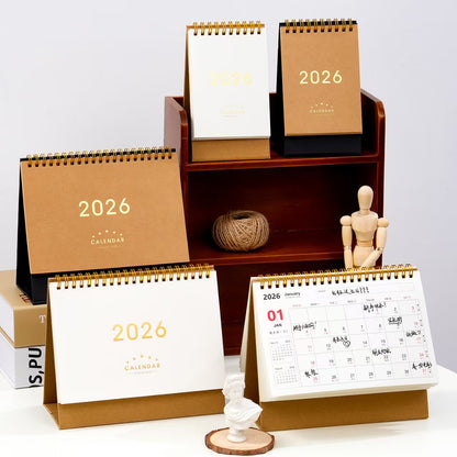 2026 Vintage Kraft Paper Desk Calendar Minimalist Custom Logo Calendar