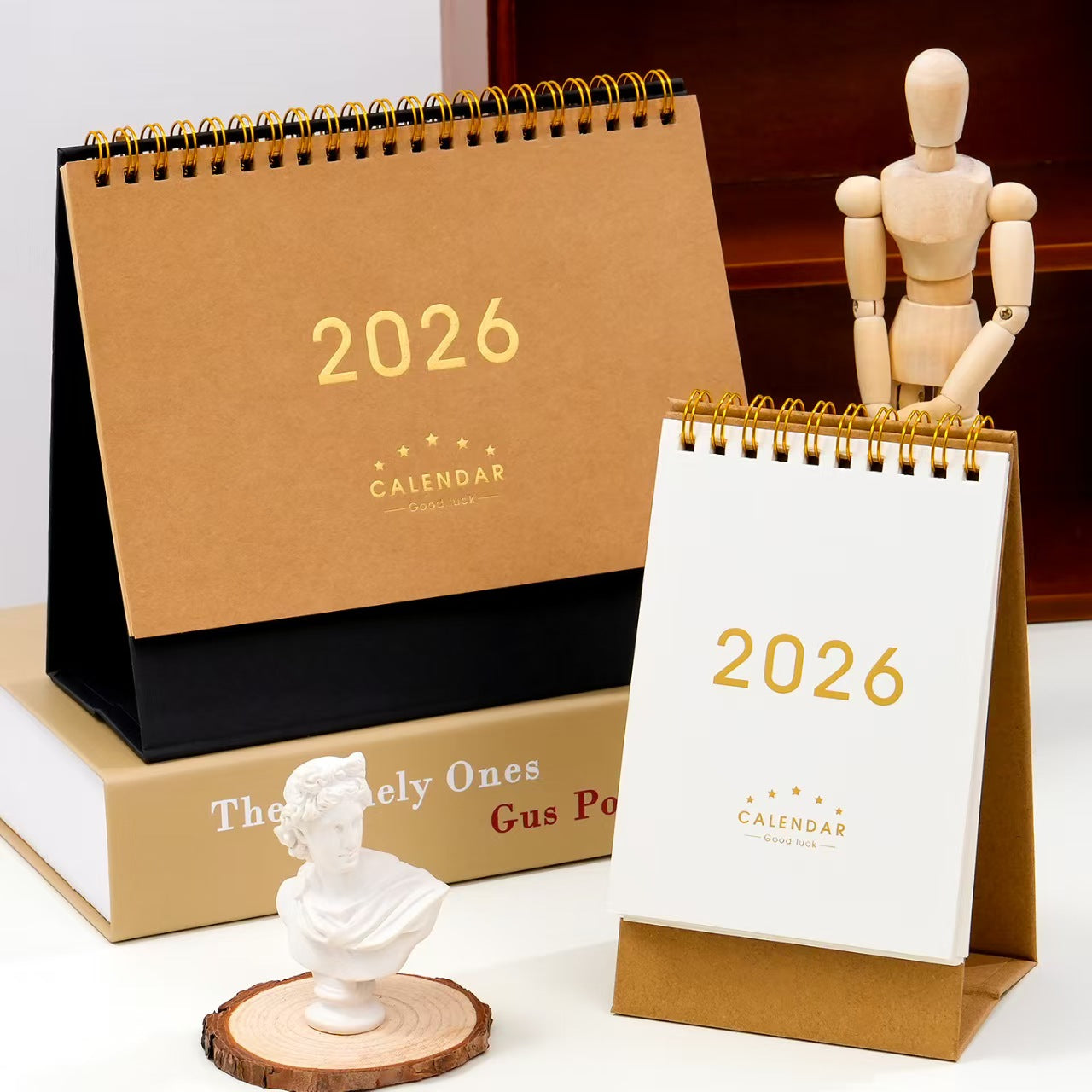 2026 Vintage Kraft Paper Desk Calendar Minimalist Custom Logo Calendar
