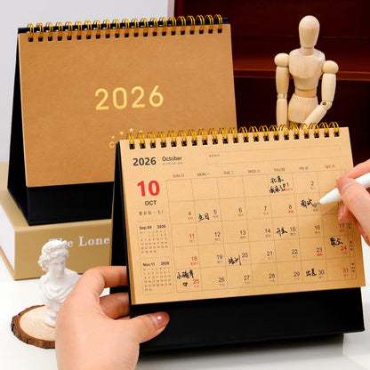 2026 Vintage Kraft Paper Desk Calendar Minimalist Custom Logo Calendar