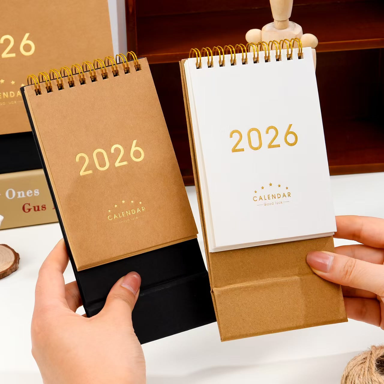 2026 Vintage Kraft Paper Desk Calendar Minimalist Custom Logo Calendar