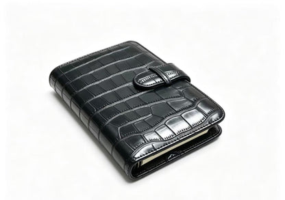 Luxury Crocodile Pattern Leather Notebook with Strap